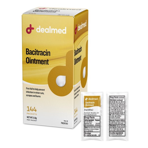 Dealmed Bacitracin Ointment 0.9 Gm Foil, 144/Bx, 144PK 781930